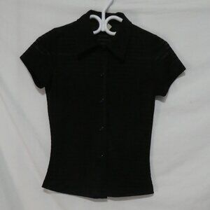 H&G - HIP & GORGEOUS | medium | Striped Black Button-Up Short Sleeve Shirt